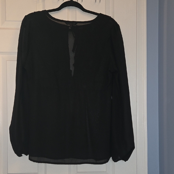 George Elegant Black Ruffle Top - Picture 3 of 6